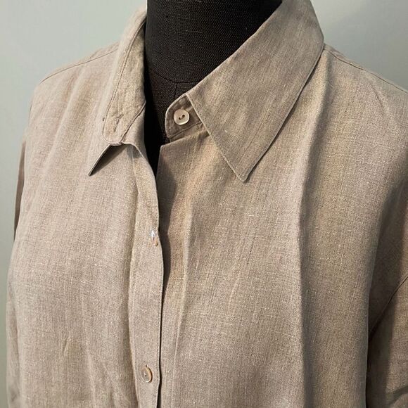 Charter Club Women’s 2X Linen Button Down Shirt - Picture 2 of 11
